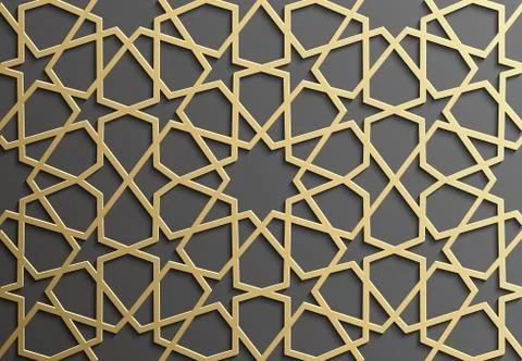 Seamless islamic pattern 3d . Traditional Arabic design element. Stock Illustration