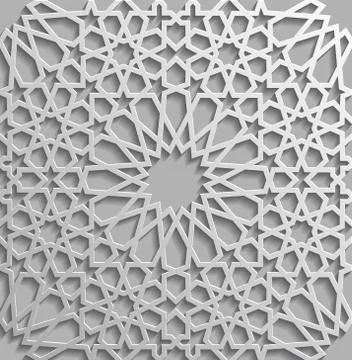 Seamless islamic pattern 3d . Traditional Arabic design element. Stock Illustration