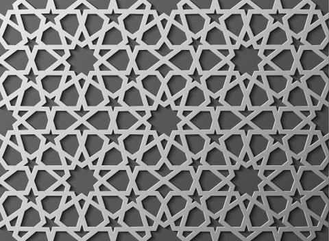 Seamless islamic pattern 3d . Traditional Arabic design element. Stock Illustration