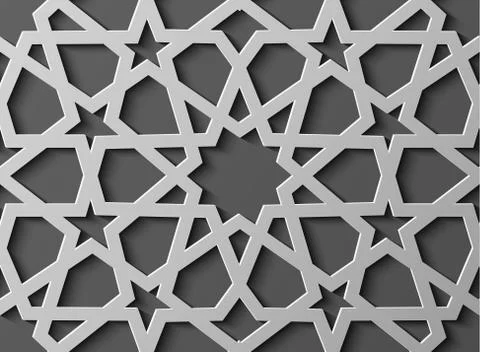 Seamless islamic pattern 3d . Traditional Arabic design element. Stock Illustration