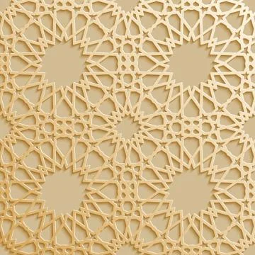Seamless islamic pattern 3d . Traditional Arabic design element. Stock Illustration