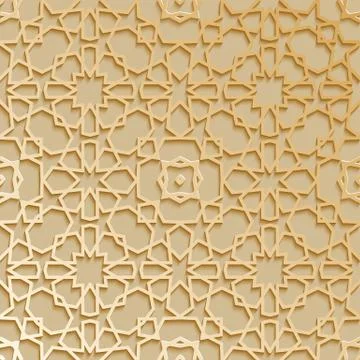Seamless islamic pattern 3d . Traditional Arabic design element. Stock Illustration