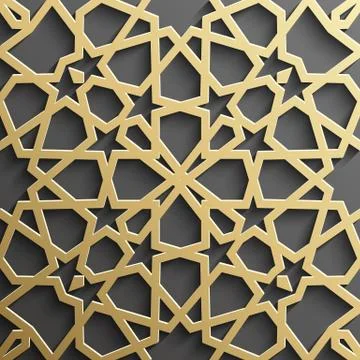 Seamless islamic pattern 3d . Traditional Arabic design element. Stock Illustration