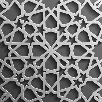 Seamless islamic pattern 3d . Traditional Arabic design element. Stock Illustration