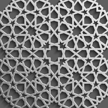 Seamless islamic pattern 3d . Traditional Arabic design element. Stock Illustration