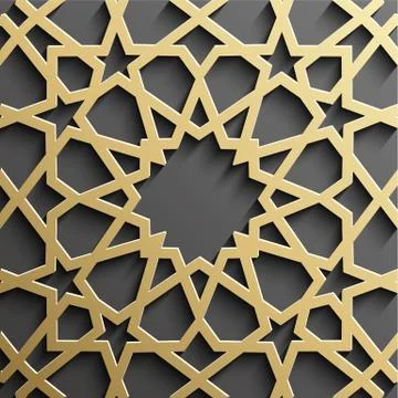Seamless islamic pattern 3d . Traditional Arabic design element. Stock Illustration