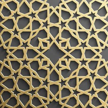 Seamless islamic pattern 3d . Traditional Arabic design element. 스톡 일러스트