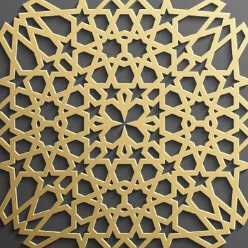 Seamless islamic pattern 3d . Traditional Arabic design element. Stock Illustration