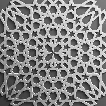 Seamless islamic pattern 3d . Traditional Arabic design element. 스톡 일러스트