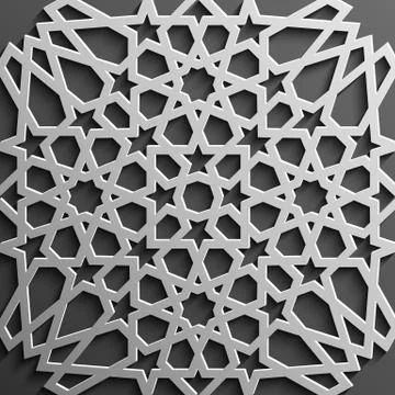 Seamless islamic pattern 3d . Traditional Arabic design element. Stock Illustration