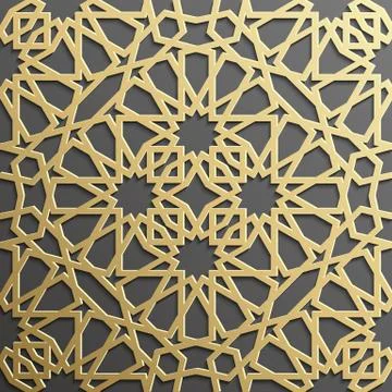 Seamless islamic pattern 3d . Traditional Arabic design element. Stock Illustration