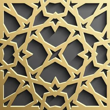 Seamless islamic pattern 3d . Traditional Arabic design element. Stock Illustration