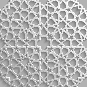 Seamless islamic pattern 3d . Traditional Arabic design element. 스톡 일러스트
