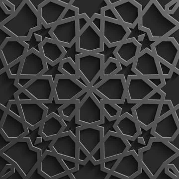 Seamless islamic pattern 3d . Traditional Arabic design element. Stock Illustration