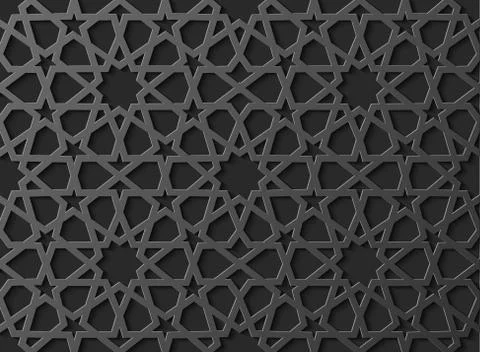 Seamless islamic pattern 3d . Traditional Arabic design element. Stock Illustration