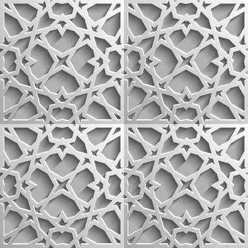 Seamless islamic pattern 3d . Traditional Arabic design element. 스톡 일러스트