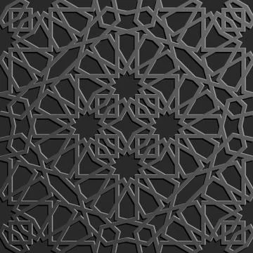 Seamless islamic pattern 3d . Traditional Arabic design element. Stock Illustration