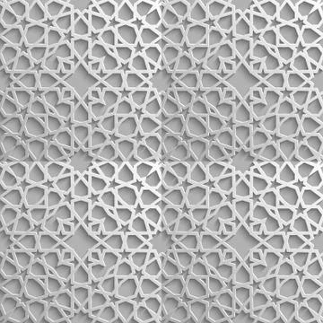 Seamless islamic pattern 3d . Traditional Arabic design element. Stock Illustration