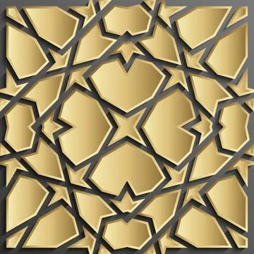 Seamless islamic pattern 3d . Traditional Arabic design element. 스톡 일러스트