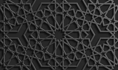 Seamless islamic pattern 3d . Traditional Arabic design element. Stock Illustration