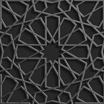 Seamless islamic pattern 3d . Traditional Arabic design element. Stock Illustration