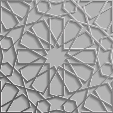 Seamless islamic pattern 3d . Traditional Arabic design element. Stock Illustration