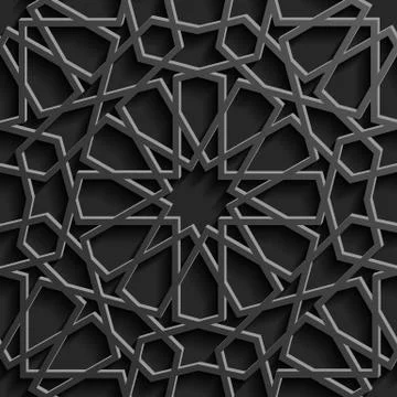 Seamless islamic pattern 3d . Traditional Arabic design element. Stock Illustration