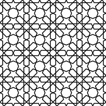 Seamless Islamic Pattern Black and White Vector Illustration Stock Illustration