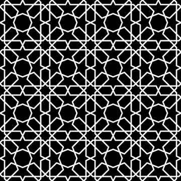 Seamless Islamic Pattern Black and White Vector Illustration Stock Illustration