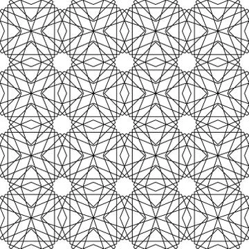 Seamless Islamic Pattern Black and White Vector Illustration Stock Illustration