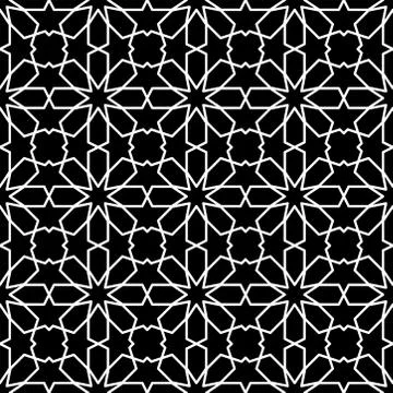 Seamless Islamic Pattern Black and White Vector Illustration Stock Illustration