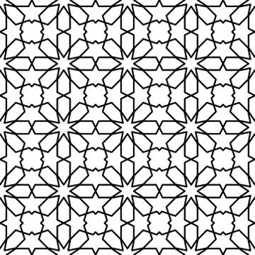 Seamless Islamic Pattern Black and White Vector Illustration Stock Illustration