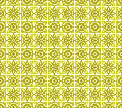Seamless islamic pattern green yellow geometric star tile mosaic background Stock Illustration