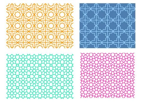 Seamless islamic pattern in linear style, vector Stock Illustration