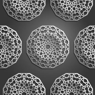 Seamless islamic pattern. Mettalic pattern on dark background. Abstract Stock Illustration