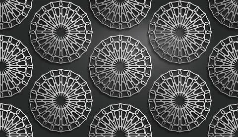 Seamless islamic pattern. Mettalic pattern on dark background. Abstract Stock Illustration