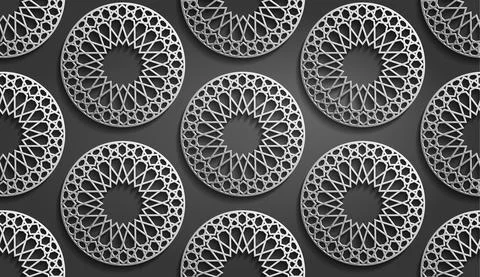 Seamless islamic pattern. Mettalic pattern on dark background. Abstract Stock Illustration