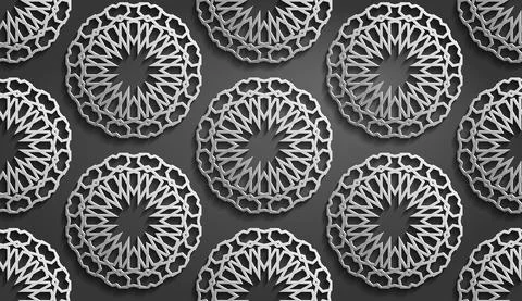 Seamless islamic pattern. Mettalic pattern on dark background. Abstract Stock Illustration