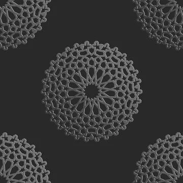 Seamless islamic pattern with radial ornament in moroccan style. Mettalic Stock Illustration