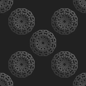 Seamless islamic pattern with radial ornament in moroccan style. Mettalic Stock Illustration