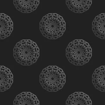 Seamless islamic pattern with radial ornament in moroccan style. Mettalic Stock Illustration