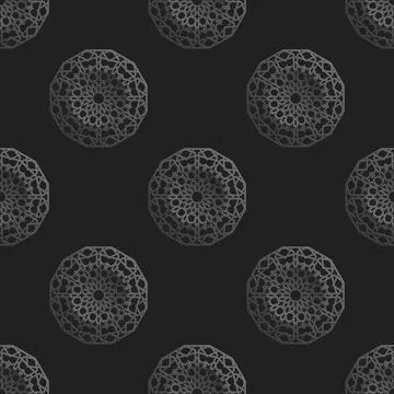 Seamless islamic pattern with radial ornament in moroccan style. Mettalic Stock Illustration