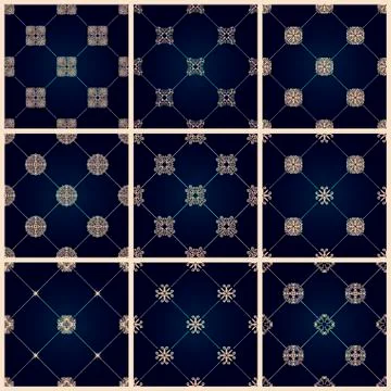 Seamless islamic pattern set. Vintage floral background Stock Illustration