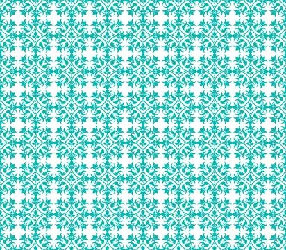 Seamless Islamic Style Pattern with Elegant Floral Ornament in Turquoise an.. Stock Illustration