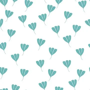 Seamless isolated pattern with blue random little simple style cosmos flowers Stock Illustration