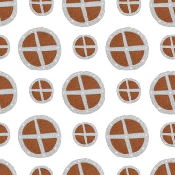 Seamless isolated pattern with grey and brown colored wood shield print. Midd Stock Illustration