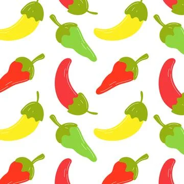 Seamless isolated pattern of hot peppers. Stock Illustration