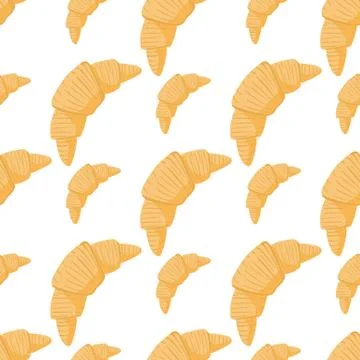 Seamless isolated pattern with paris croissants breakfast print. Tasty food b Stock Illustration