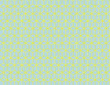 Seamless Isometric Blocks Cubes Pattern in Yellow and Blue Creating Depth Stock Illustration