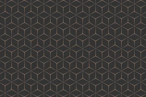 Seamless isometric cube pattern with beige lines and gray background Stock Illustration